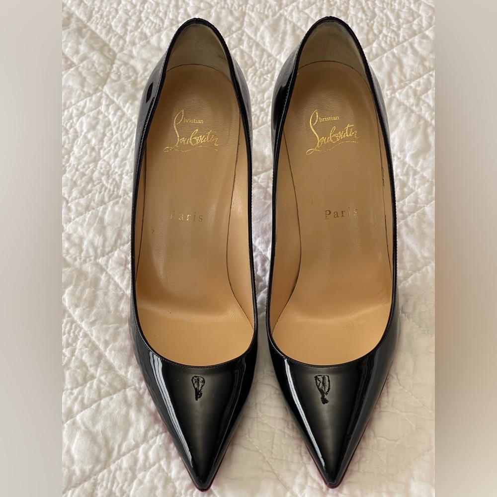 Christian Louboutin Black Patent Decollete 100mm Heels